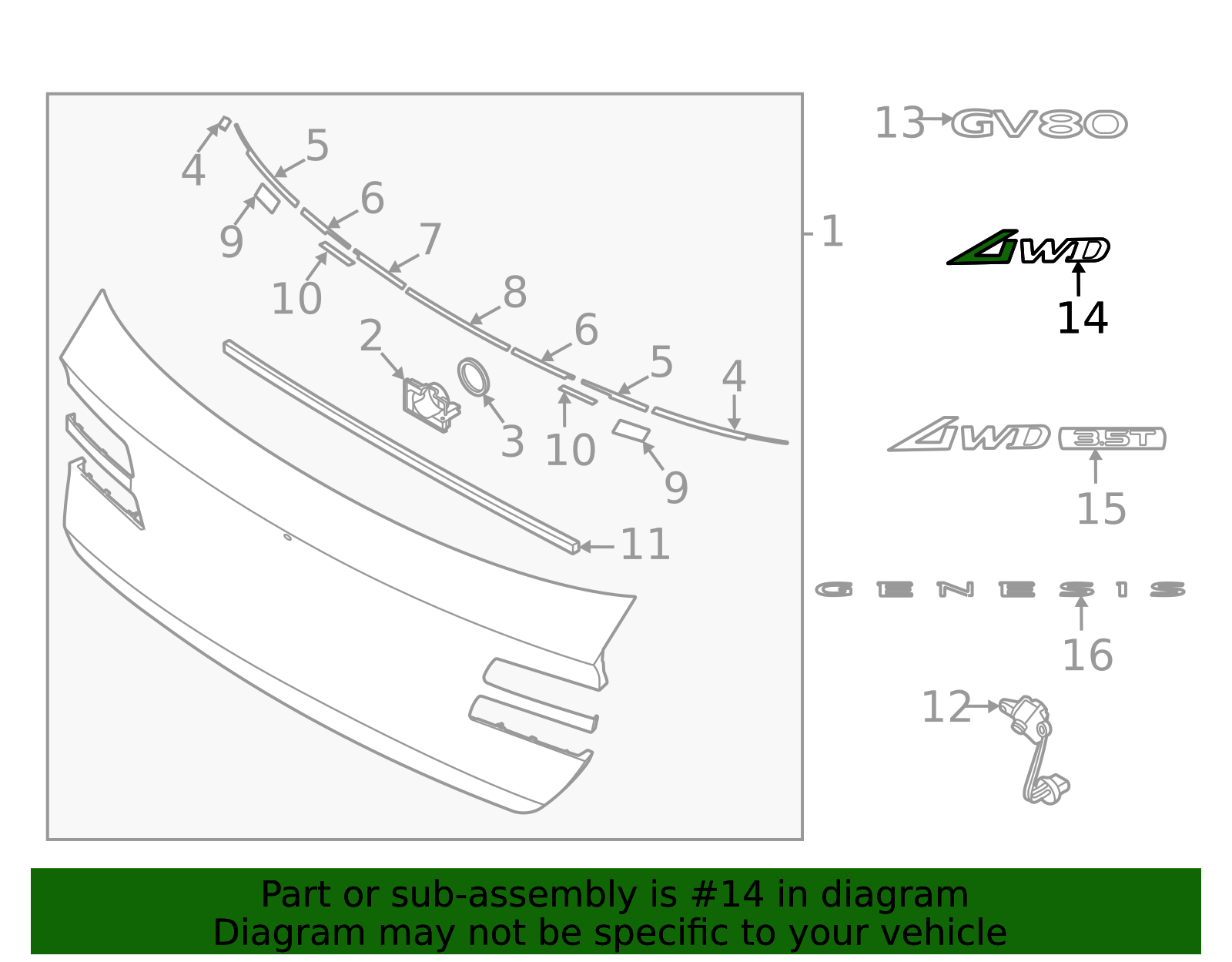 2025-2026 Genesis GV80 Nameplate 86311-T6500 | OEM Parts Online
