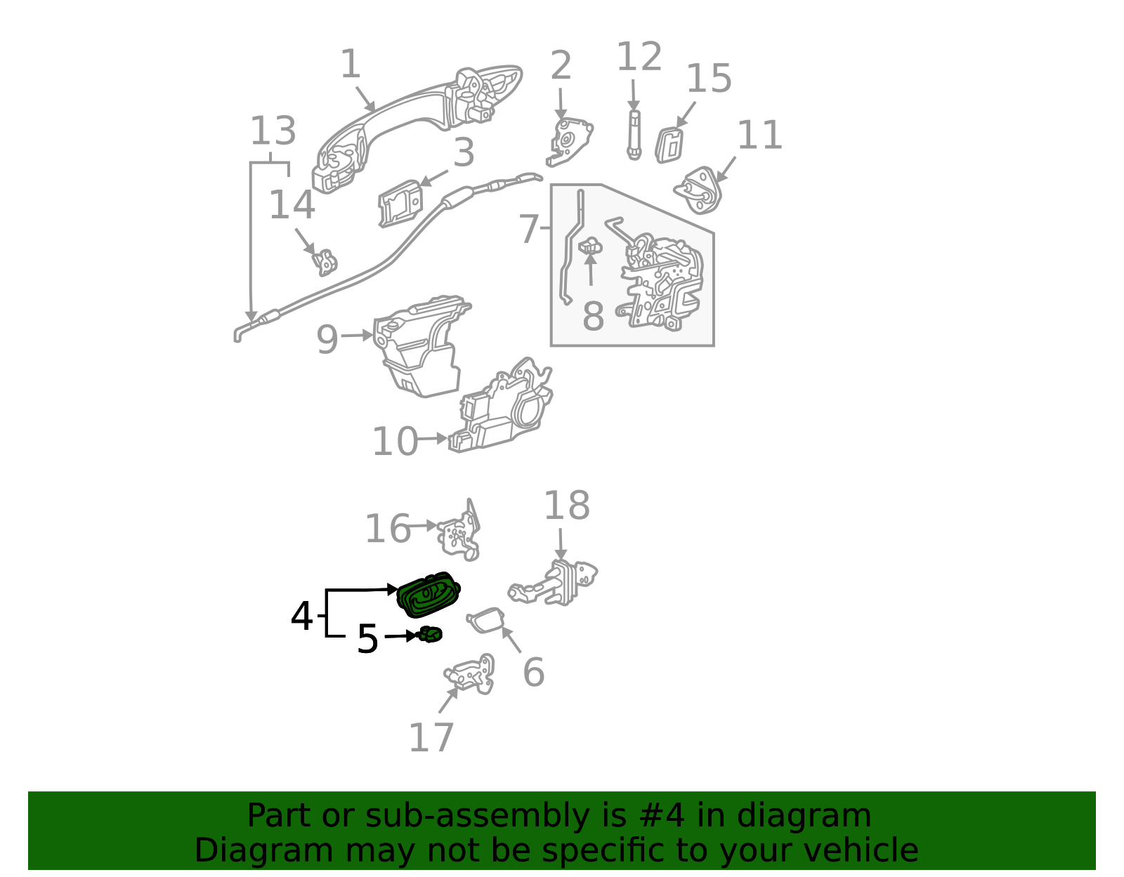 2004-2008 Acura TSX 2004-2008 Acura TSX - Handle Assembly, R Inside ...