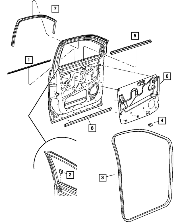 55362124AF - Doors and Related Parts: Body Side Seal for Mopar Image image