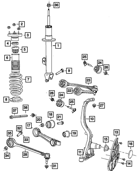 Front Suspension, Strut and Cradle for 2011 Dodge Charger #0