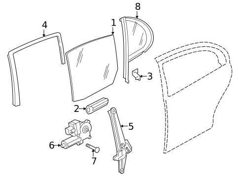 Glass - Rear Door for 2008 Jaguar S-Type #0
