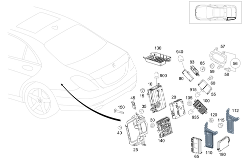 Control Modules and Relays in Load Compartment for 2020 Mercedes-Benz S63 AMG #0