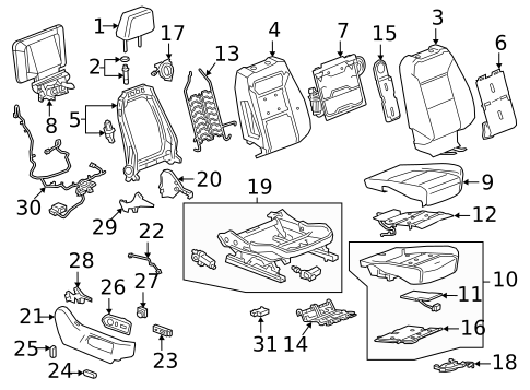 Passenger Seat Components for 2022 GMC Yukon XL #0
