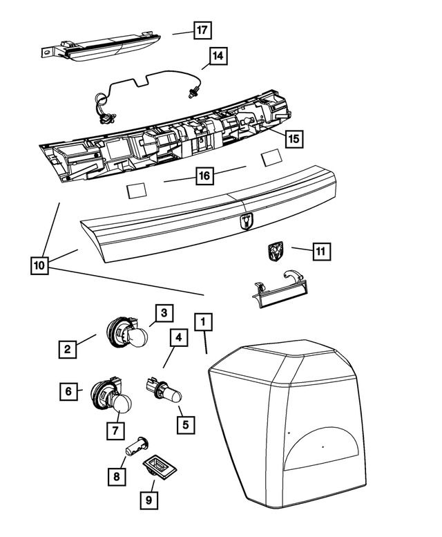 68445967AA - Electrical: Tail Stop Turn Sidemarker Lamp, Left for Mopar Image