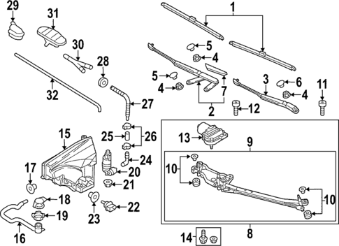 Wiper & Washer Components for 2015 Porsche Cayenne #0
