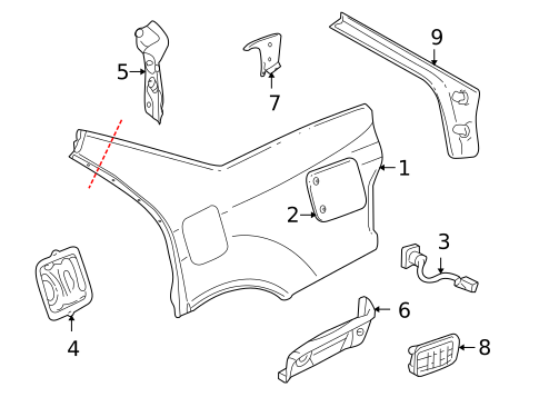 Quarter Panel & Components for 1998 Cadillac Seville #0