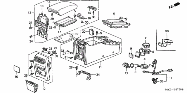 Rear Console for 1999 Acura TL #0
