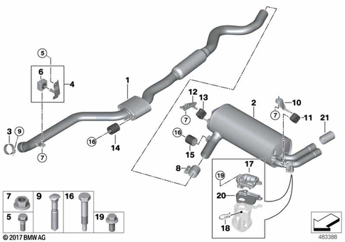 Exhaust System, Rear for 2017 BMW 330iX #0