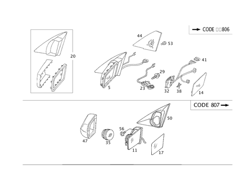 Outside Rearview Mirror Electrically Adjustable, with Programming for 1991 Mercedes-Benz 500SL #1