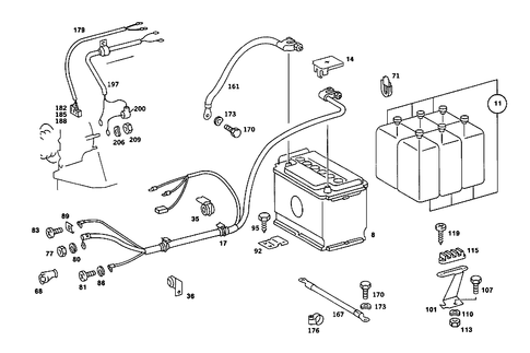 Battery, Starter/Alternator Cable for 1985 Mercedes-Benz 380SE #0