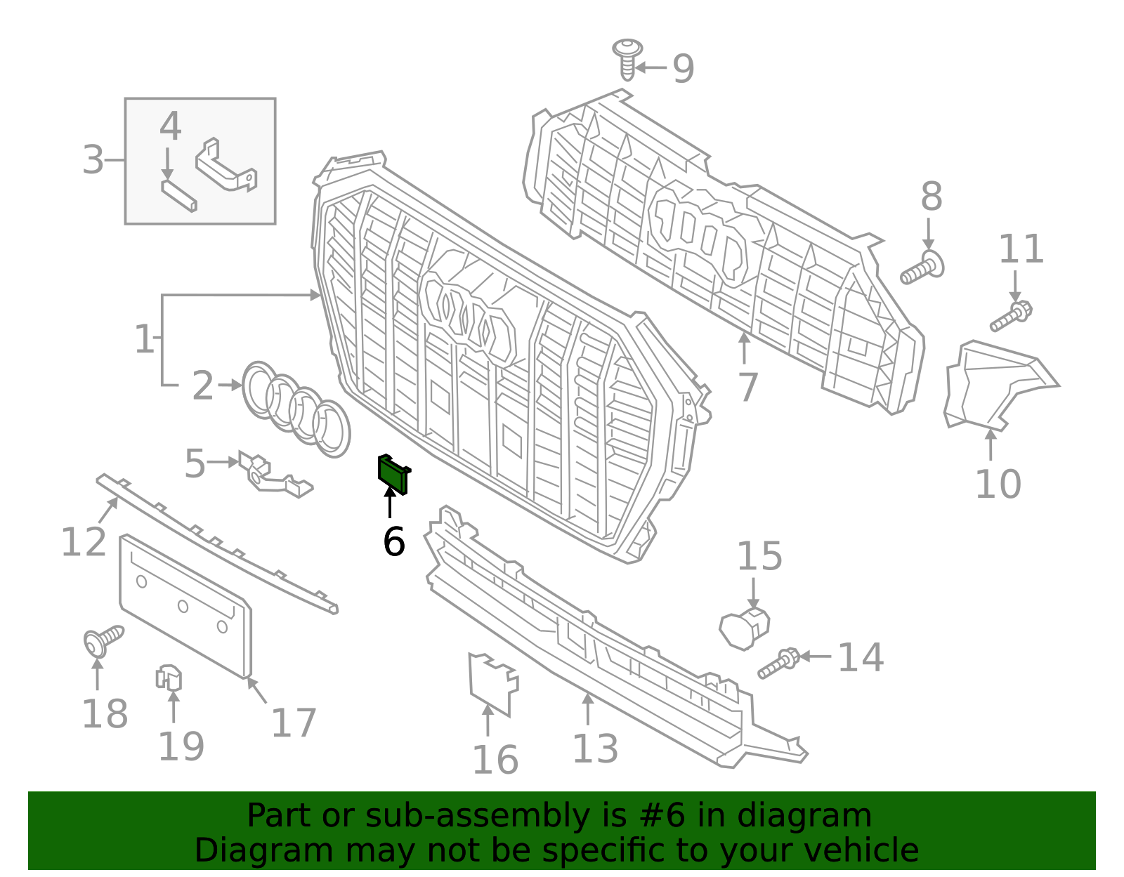 83A-807-847-RN4 - Left Front Grille Cap 2019-2024 Audi Q3 | Audi
