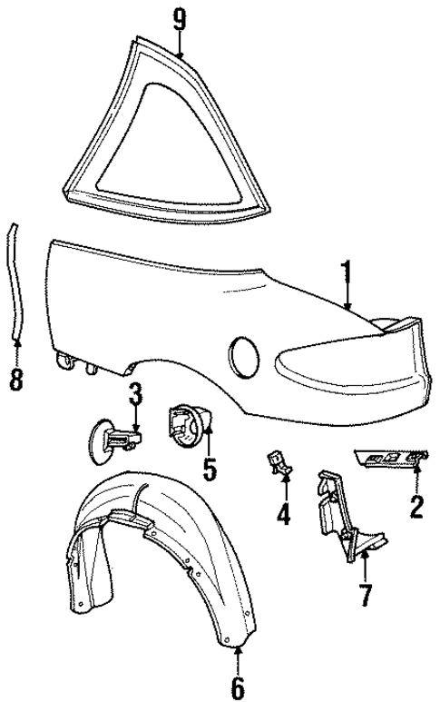 Glass & Hardware for 1993 Saturn SC2 #0