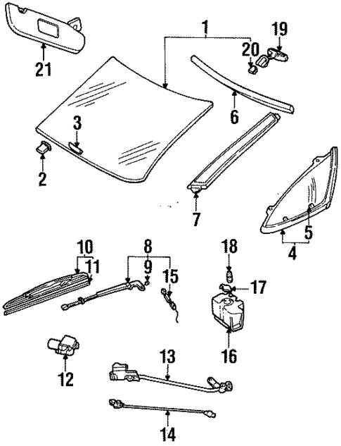 Glass - Windshield for 1991 Pontiac Trans Sport #0
