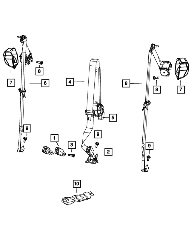 1GE36BD3AC - Restraints: Rear Inner Seat Belt, Right for Mopar Image image