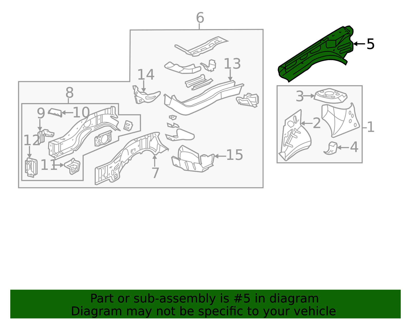 2010-2017 GM Front Passenger Side Wheelhouse Panel Upper Outer Side ...