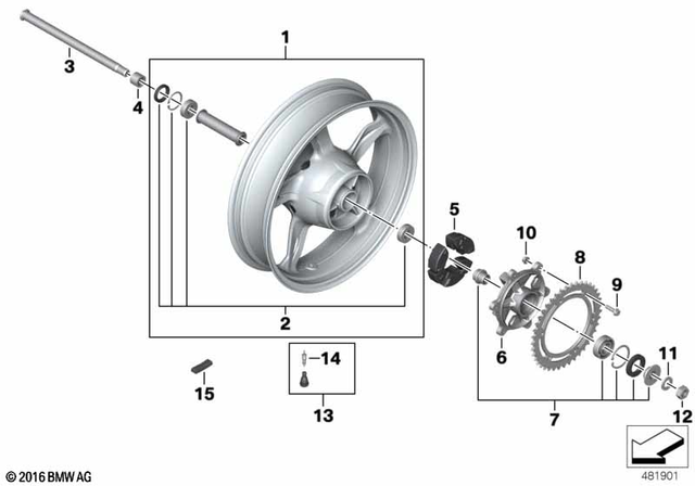 36318558270 - : Black Rear Wheel for BMW-Motorrad Image