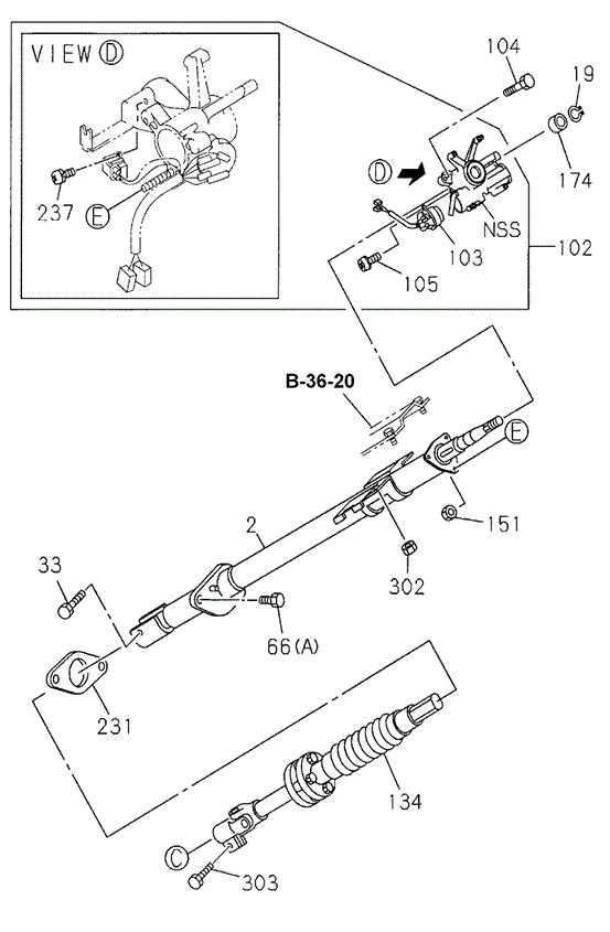 Steering Column (Exc. Tilt Steering) for 2000 Honda Passport #0