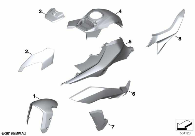 46619444428 - Body Equipment: Front Wheel Fender, Upper - Lightwhite uni for BMW-Motorrad Image