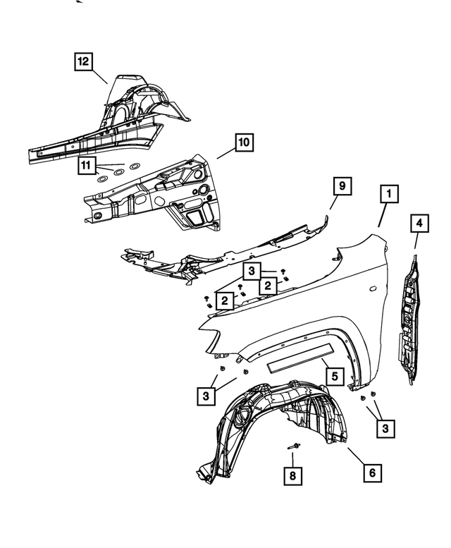 68028075AH - : Front Side Rail Front Rail, Left for Mopar Image