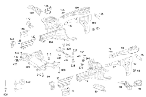 Wheel Well, Front Axle Carrier for 2008 Mercedes-Benz E550 #0
