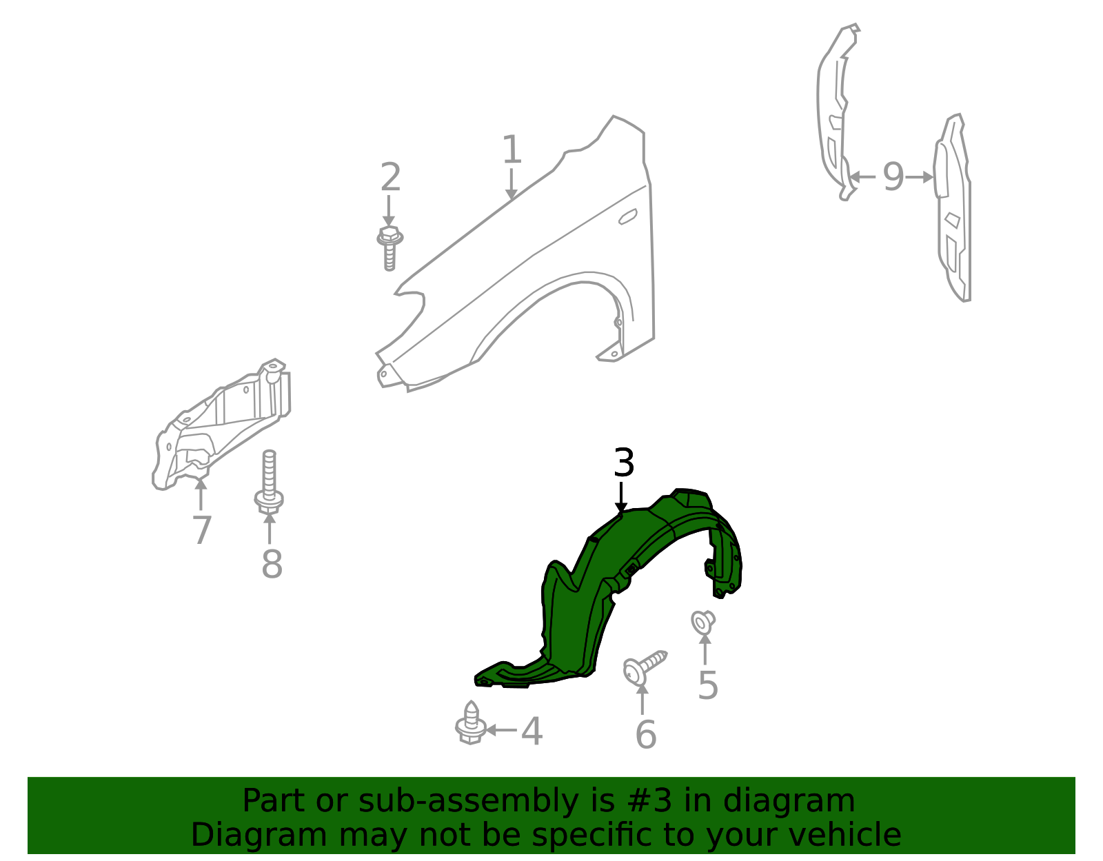 2011-2013 Elantra Fender Liner 86812-3X000 | OEM Parts Online