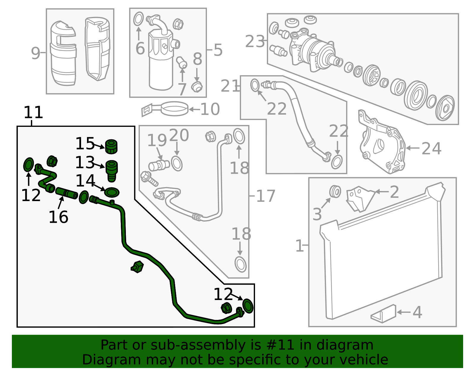2010-2014 GM Air Conditioning Condensor Hose Assembly with Sensor and ...