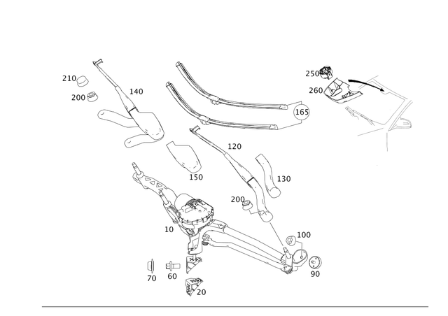 2128201800 - Electrical System: Parts Kit, Wiper Blade for Mercedes-Benz: C250, C300, C350, C63 AMG, CLS400, CLS550, CLS63 AMG, CLS63 AMG S, E250, E350, E400, E550, E63 AMG, E63 AMG S Image image