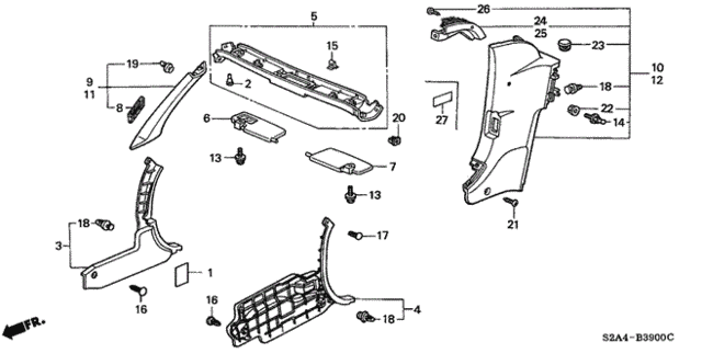 Pillar Garnish for 2001 Honda S2000 #0