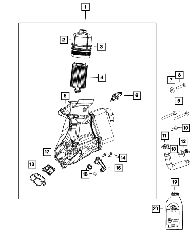 « 68511102AA – Engine : Filtre A Huile Moteur Adaptateur pour Mopar Image »