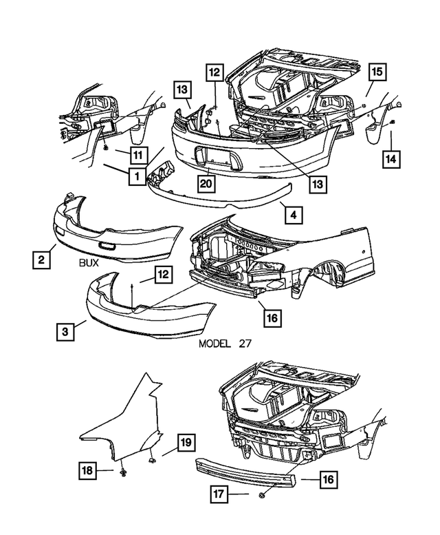 4878589AC - Frames and Bumpers: Deck Lid Overslam Bumper for Mopar Image