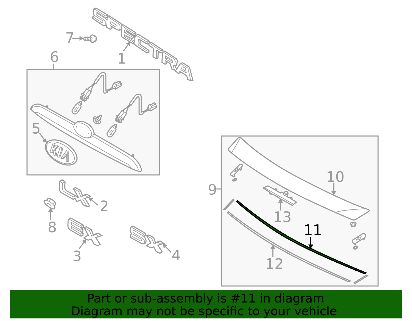 87257-2F500 - Spoiler Pad 2007-2009 Kia Spectra | Kia.Parts Store