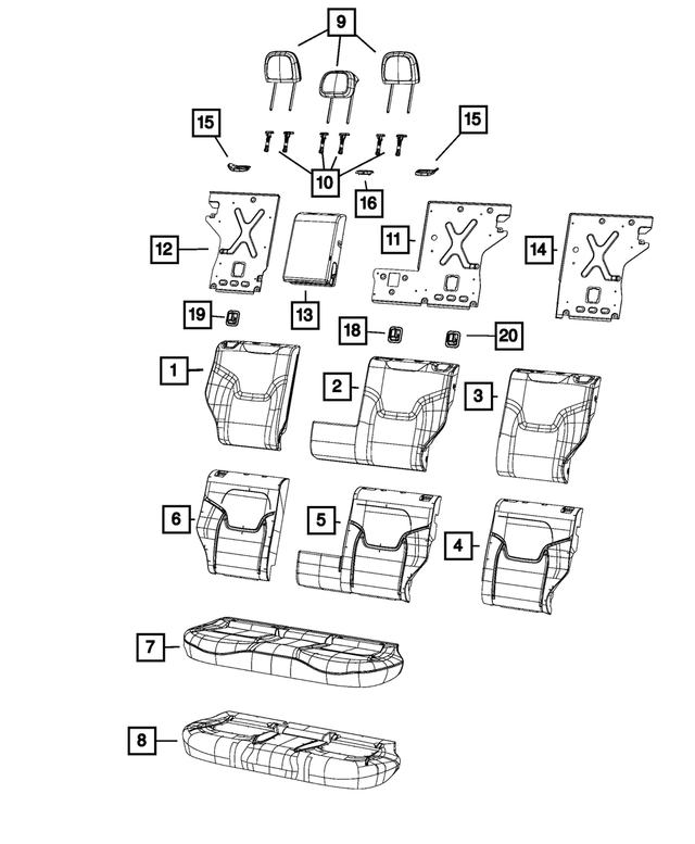 5YS25PS4AA - : Rear Headrest, Center for Mopar Image