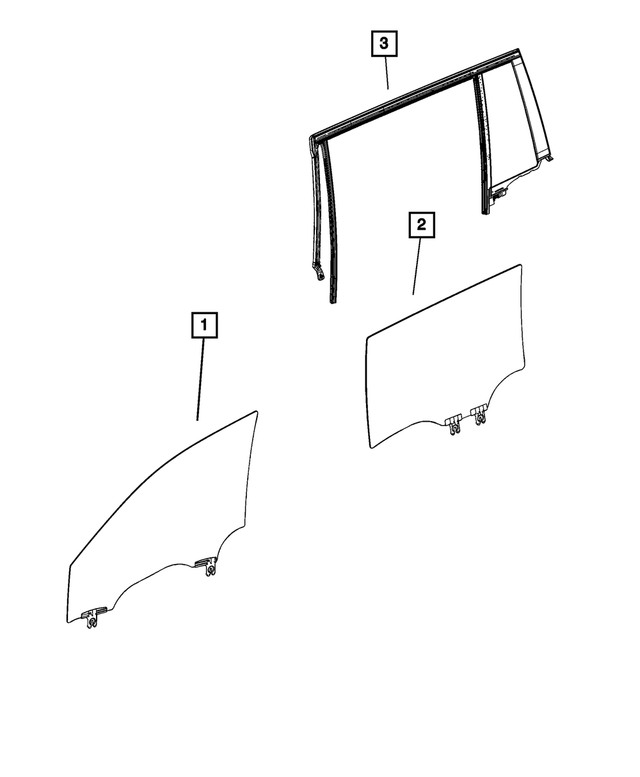 68378777AB - Glass: Front Door Glass, Left for Jeep: Grand Cherokee, Grand Cherokee L Image
