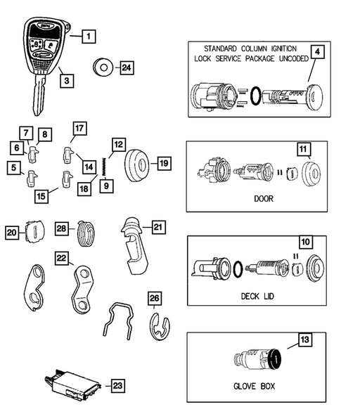 Lock Cylinders and Keys for 2007 Dodge Charger #0