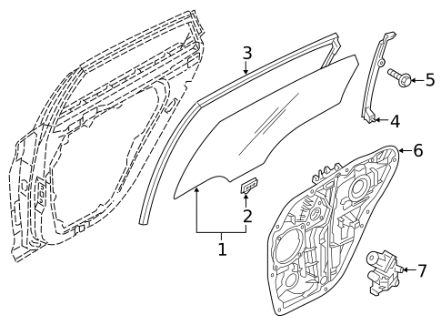 Glass - Rear Door for 2022 Hyundai Sonata #0