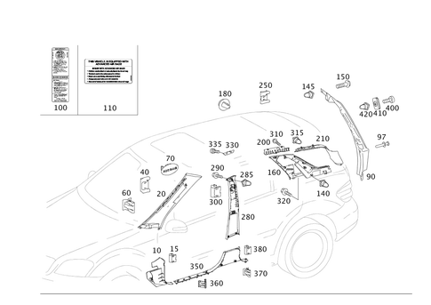 Paneling for a, B, C and D-Pillars for 2002 Mercedes-Benz ML500 #0