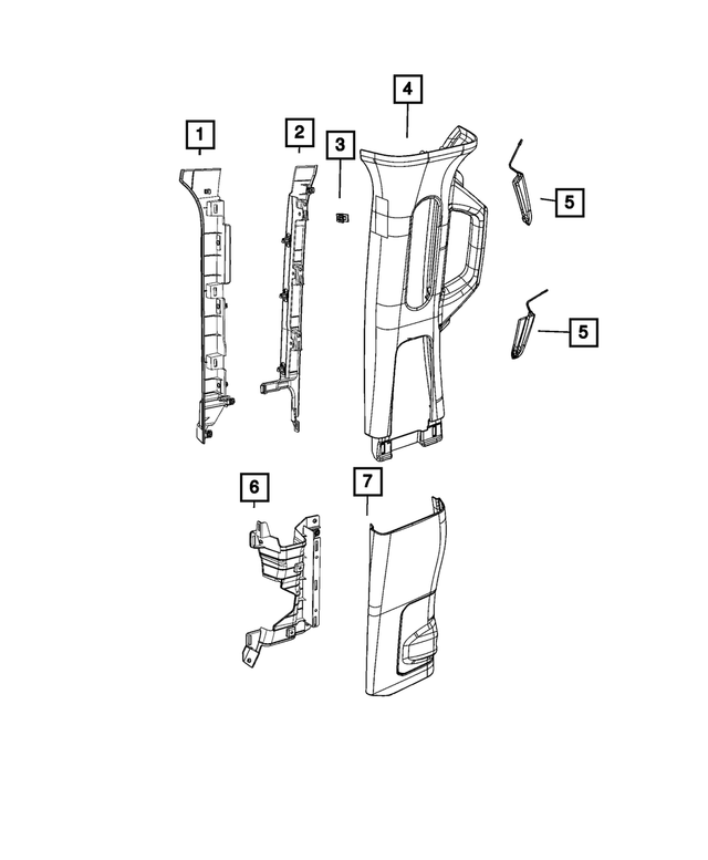 6MW38TX7AC - Interior Trim: B Pillar Upper Molding, Right for Mopar Image
