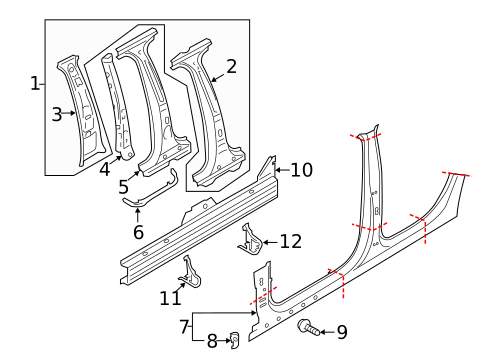 Center Pillar & Rocker for 2017 Audi A3 Quattro #0