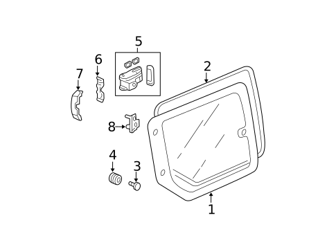 Glass - Rear Door for 2007 Honda Element #0