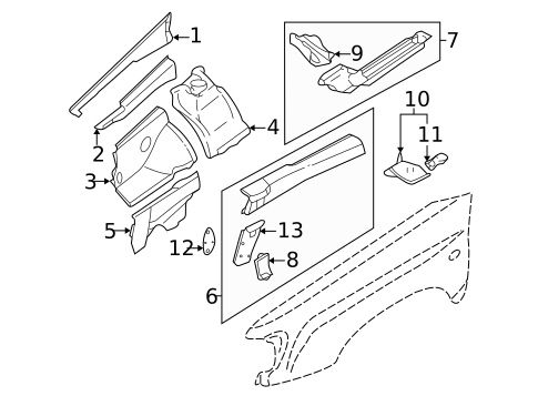 Structural Components & Rails for 2001 Subaru Forester #0