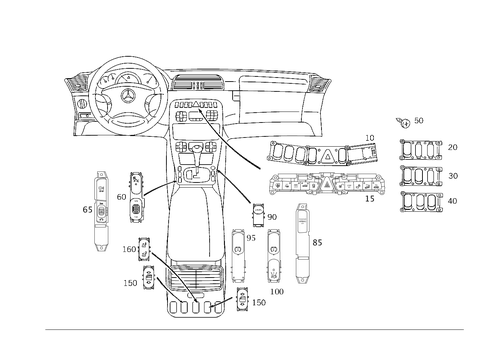 Switch in Instrument Panel and Center Console for 2003 Mercedes-Benz CL500 #1
