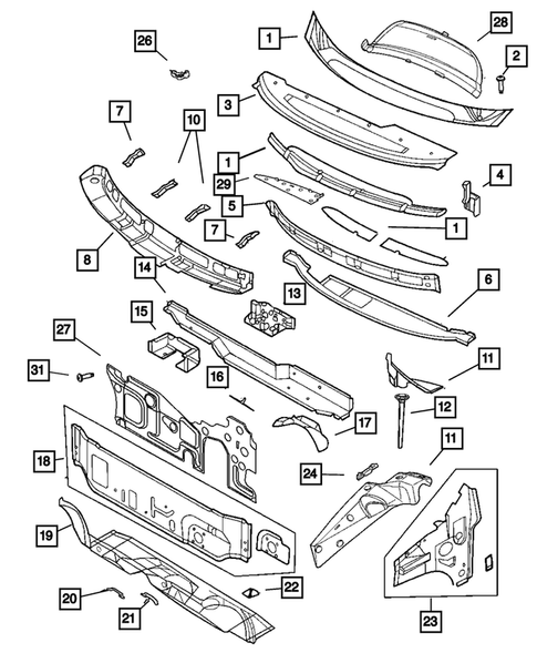 Cowl and Dash Panel for 2005 Chrysler Town & Country #0
