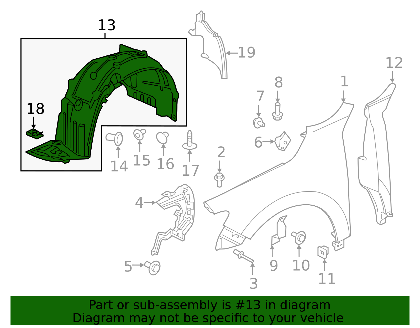thumbnail interactive-video image 1 of Genuine Honda OEM Right Inner Fender Assembly 74100-T2A-A00 For Accord 2013-2016 1 of 2