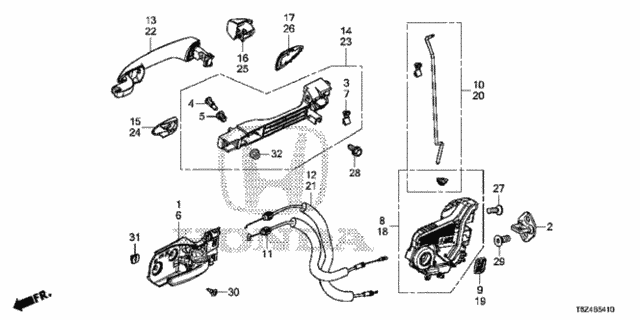 Rear Door Locks - Outer Handle for 2019 Honda Ridgeline #0