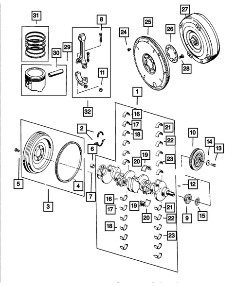 Crankshaft, Piston and Torque Converter for 2005 Jeep Wrangler #0