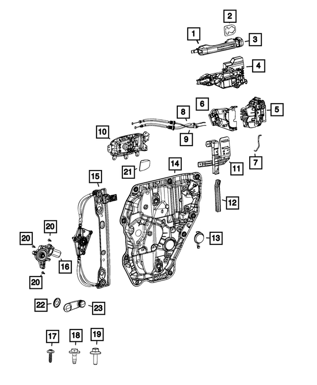6ZA09GW7AB - Doors, Door Mirrors and Related Parts: Exterior Door Handle, Right for Jeep: Gladiator, Wrangler Image