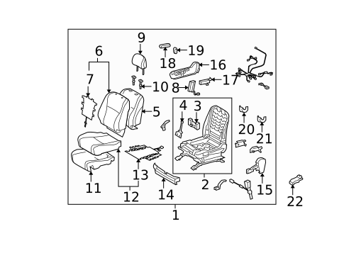 Passenger Seat Components for 2010 Toyota Highlander #2
