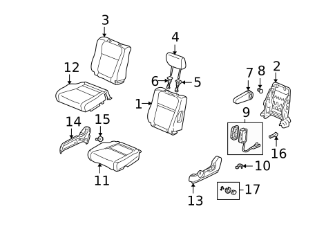 Front Seat Components for 2003 Honda Element #0