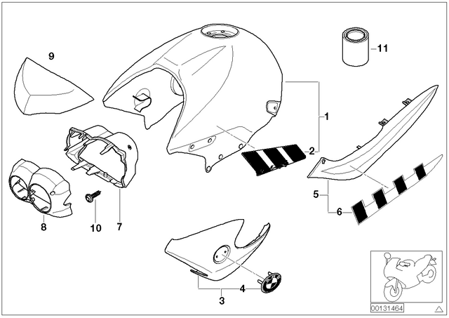 16117674090 - : Tank Sticker, Right - Orange for BMW-Motorrad Image