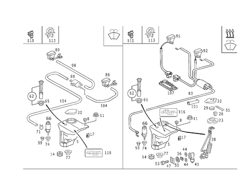 Pane Washer, Headlamp Wiper/Washer for 1998 Mercedes-Benz C280 #1
